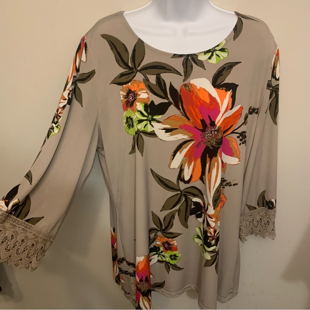Alfani Floral Tunic 3/4 Sleeve Top Sz XL - Picture 3 of 11